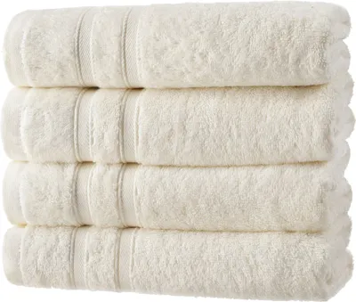 Produktbild von 4er Pack Handtücher 50x100 cm Baumwolle Weich Frottee Uni Saugfähig Handtuch, Farbe:natur