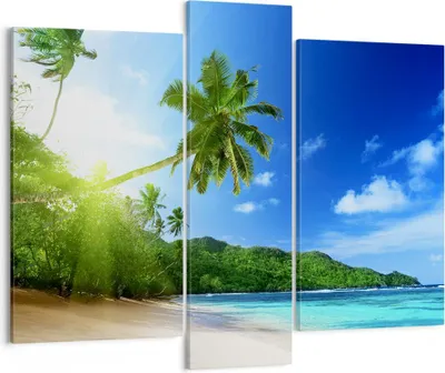 Produktbild von Bild auf Leinwand - Leinwandbild - Baum Dschungel Welle Landschaft - 95x80cm - Wand Bild - Wanddeko - Leinwanddruck - Bilder - Kunstdruck - Wanddekoration - Leinwand bilder - Wandkunst - CB95x80-3169
