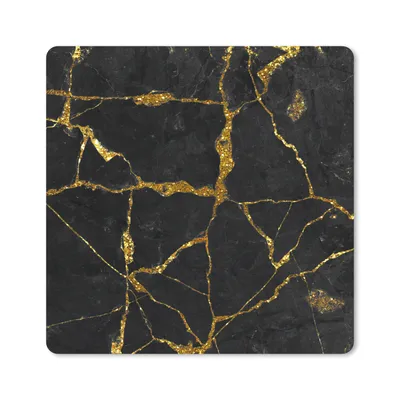 Produktbild von MuchoWow® Mauspad Mousepad Marmor - Gold - Schwarz - Marmoroptik - Glitter 30x30 cm - Mousepads - Maus Mat - Pad - Mausunterlage - Gaming