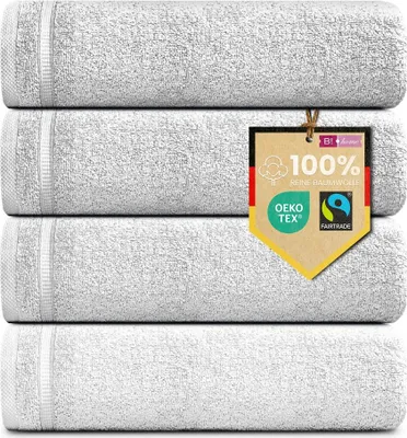 Produktbild von 4er Set Gästehandtücher Plain weiß 30x50 : 30x50 : Weiss