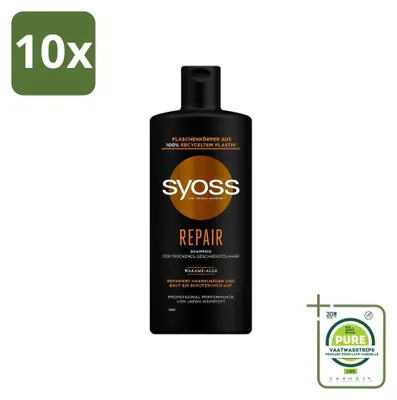 Produktbild von 10 x Syoss Repair Shampoo - für beschädigtes und brüchiges Haar - 440 ml - Großpackung - 10 Stücke