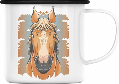 Produktbild von Trendation - Lustige Reiter Sprüche Geschenk Emaille Tasse Reiterin Pferde Mädchen Geschenkidee Pferde Grafik (Schwarz)
