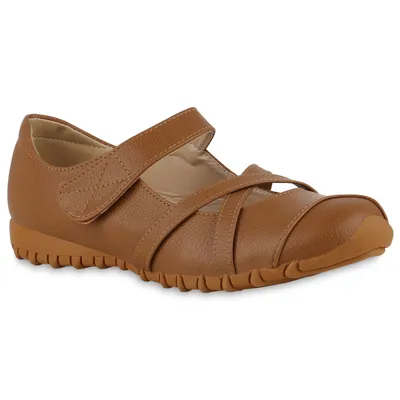 Produktbild von VAN HILL Damen Ballerinas Riemchenballerinas Bequeme Profil-Sohle Schuhe 840292, Farbe: Hellbraun, Größe: 37