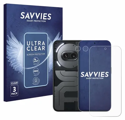 A product package for screen protectors and a phone with its back visible.