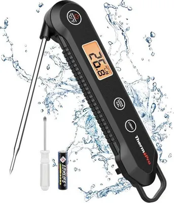Productafbeelding van Elektrisch vetthermometer met een draaibare temperatuursonde, IPX6 waterdicht, gekalibreerd en afsluitbaar. Hittethermometer voor heteluchtfriteuses, een handig hulpmiddel voor de keuken, en geschikt voor barbecues en ovens
