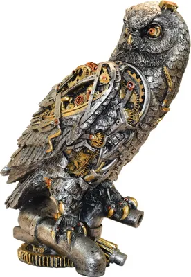 Produktbild von Gothic Deko Figur Steampunk Eule Uhu Vogel Kauz Totenkopf Sensemann Skull Reaper