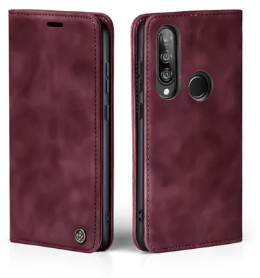 Produktbild von Handy Hülle für Huawei P30 Lite Klapphülle Bookcase Flip Cover Handy Tasche Etui Farbe: Weinrot