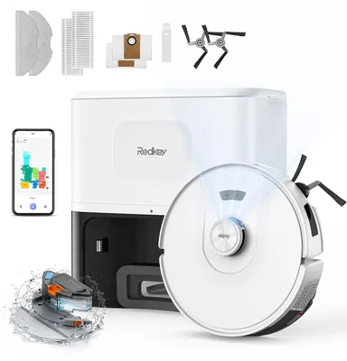 Obrázok produktu pre Robotický vysávač Redkey D8 s funkciou umývania, sací výkon 25 000 Pa, objem nádoby 4 litre