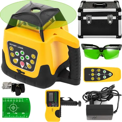 Produktbild von VEVOR Professional Rotationslaser Grüne Licht max. Arbeitsbereich 500 m, 360 Rotary Laser Wasser- und staubdicht außenbereich Arbeitszeit 20 Stunden in Handwerkerkoffer 2 kg Fernbedienung mit Zubehor