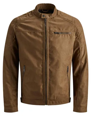Image de JACK & JONES Veste en cuir synthétique Plus Size Biker blouson de transition surdimensionné JJEROCKY Taille : 6XL