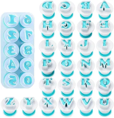 Produktbild von Ausstechformen Buchstaben und Zahlen, 36-teiliges Set für Fondanttorten und Kekse
