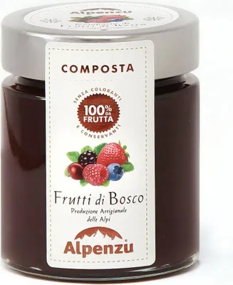 Produktbild von Composta di Frutti di Bosco 100 % da Frutta , Waldbeeren-Fruchtaufstrich aus 100% Frucht, 150g, Alpenzu