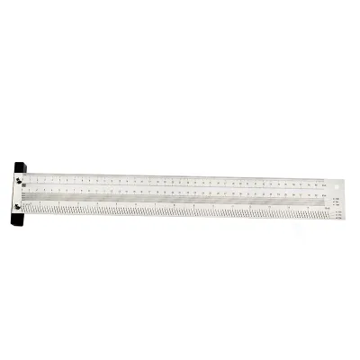 Image de Règle métrique de haute précision de 400 mm, type T, pour le marquage et le traçage en menuiserie, avec ligne de repère en acier inoxydable, outil de mesure pour menuisier, compatible avec un porte-mine