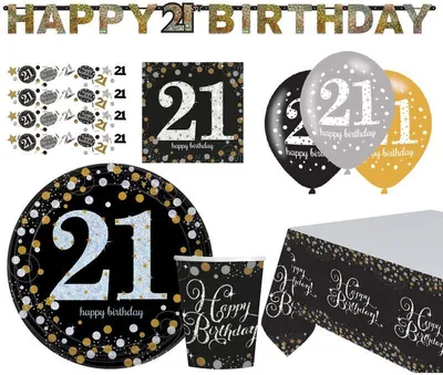 Produktbild von Zahl 21 Sparkling Celebrations Gold Partyset 41-teilig