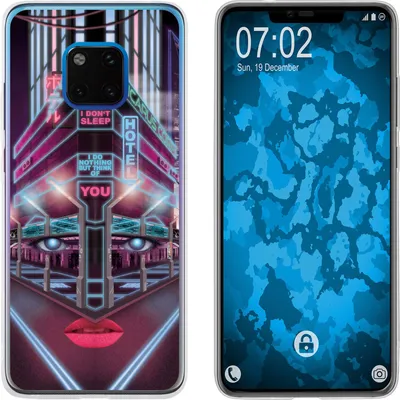 Produktbild von PhoneNatic Case kompatibel mit Huawei Mate 20 Pro Silikon-Hülle Retro Wave Cyberpunk.02 M5