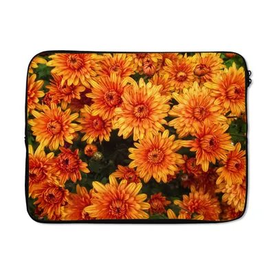 Produktbild von MuchoWow® Laptop Hülle 15 Zoll Blumen - Orange - Chrysantheme Laptoptasche - Laptoptasche - Sleeve - Rundum-Schutz