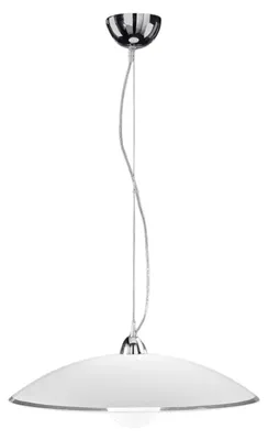 Productafbeelding van Hanglamp 6004, van glas, wit, E27, max. 60W, diameter 55 cm, in hoogte verstelbaar tot 120 cm, modern design, voor binnen gebruik - Perenz