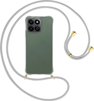 Produktbild von Handykette Backcover-Schutzhülle mit Band (Metall goldfarben) für Honor 200 Smart 5G - silbergrau