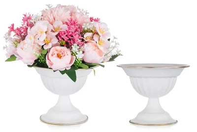 Produktbild von Set mit 2 weißen Blumenvasen für Hochzeiten und Feiern