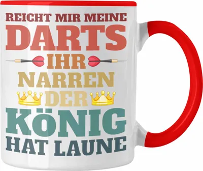 Produktbild von Trendation - Dart Tasse Dartpfeil Reicht Mir Meine Darts Spruch Männer Dart-Spieler Geschenkidee (Rot)