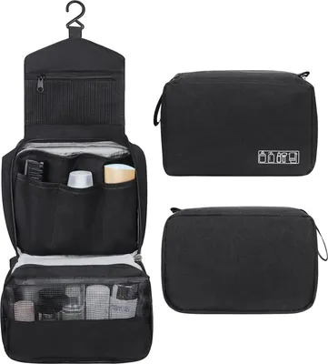Produktbild von STILVORA Kulturbeutel wasserdicht,Kosmetiktasche zum Aufhängen, Reise Kosmetiktasche, Praktische Kulturbeutel, Leichte Reise-Tasche für Kosmetik, Schwarz
