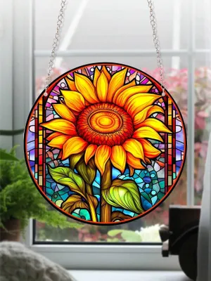 Produktbild von Solidchoice – Glas-Sonnenblumen-Dekoration zum Aufhängen für Fenster