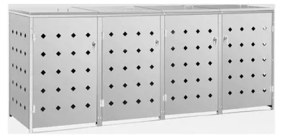 Produktbild von Mülltonnenbox für 4 Mülltonnen, 240L, Edelstahl, 276,5 x 77,5 x 115,5 cm