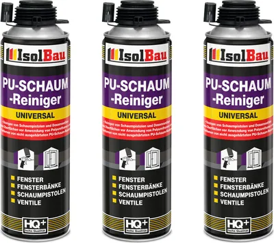 Produktbild von Isolbau 3 x 500 ml Dose PolyurethanSchaum Reiniger - Schaumreiniger für Polyurethan- Schaumpistolen, Pistolenreiniger, Reinigungsmittel, Entfetter