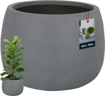 Obrázek produktu pro KOTARBAU® květináč Tmavě šedá Fiberclay Ecolite Výška 23 cm ⌀ 33 cm Květináč pro venkovní a vnitřní použití Vysoký květináč pro venkovní a vnitřní použití v obývacím pokoji Zahradní květináč na terasu Betonový vzhled venkovní použití