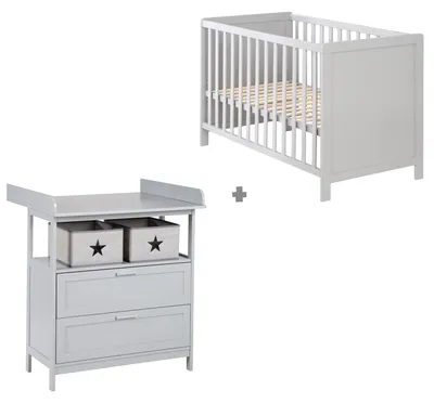 Produktbild von roba Kinderzimmerset 'Hamburg' bestehend aus Kinderbett und Wickelkommode, taupe