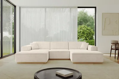 Produktbild von ALTDECOR Ecksofa in U-Form IREA-U1-v2 301x165x80 cm Beige Corner Sofa Bett Eckcouch Couch L-Form Wohnlandschaft Cauchsofa