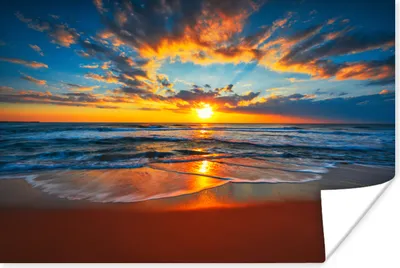 Produktbild von MuchoWow® Poster Meer - Sonnenuntergang - Strand - Wolken - Orange 180x120 cm - Fotoplakat
