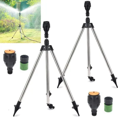 Image de Arroseur rotatif sur pied, 360 degrés d'arrosage automatique rotatif, arroseur télescopique sur pied, système d'irrigation pour l'arrosage de jardin, cour, pelouse, grande surface (2 pièces)
