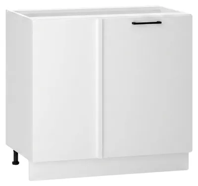 Produktbild von Küchenunterschrank 90 cm - Weiß glänzend - Eckküchenschrank - ohne Arbeitsplatte - Soft-Close-System