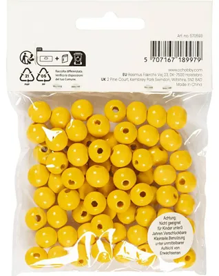 Produktbild von Holzperlen, D 10 mm, Lochgröße 3 mm, ca. 70 Stk, Gelb, 20 g/ 1 Pck [HOB-570593]