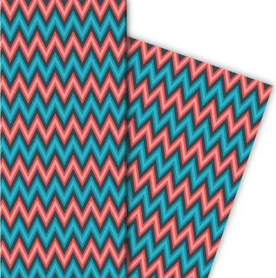 Produktbild von Edles Geschenkpapier mit ethno Zickzack, türkis - G8355, 32 x 48cm