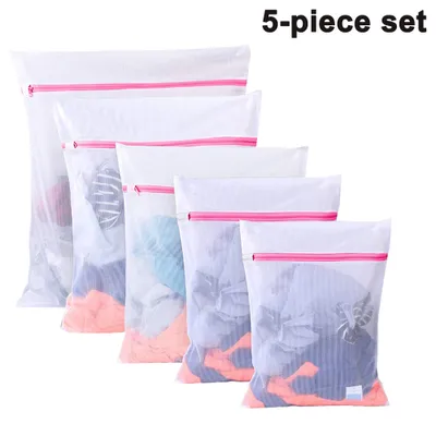 Produktbild von Wäschesack für die Waschmaschine 5 Stück Haltbarer Netz-Wäschebeutel mit Reißverschluss für Feinwäsche Unterwäsche Feines und Socken