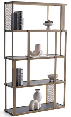Produktbild von Modisches Bücherregal mit offenen Fächern und Metallgitterdetails