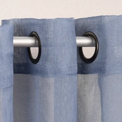 Produktbild von Ösengardine einfarbig Voile Struktur jeansblau 135x260cm