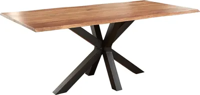 Produktbild von Esstisch Baumkante massiv Akazie natur 200 x 100 schwarz SPYRO