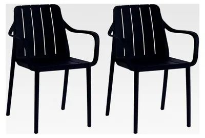 Produktbild von Gartenstühle 2er Set stapelbar - Wetterfeste Outdoor-Stühle in Schwarz, UV-beständig, bis 200 kg – für Balkon, Terrasse & Esszimmer