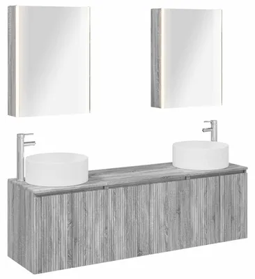 Immagine prodotto di 5 mobili da bagno, grigi "Sonoma", in legno composito