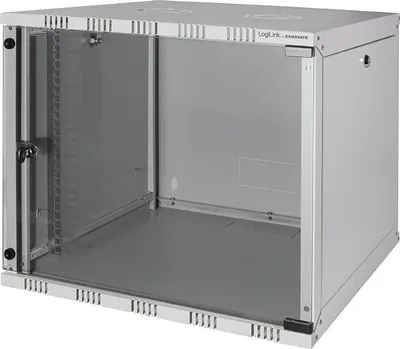 Produktbild von LogiLink W09A40G, Wandmontiertes Regal, 9U, 50 kg, Sperrschloss, Weiß