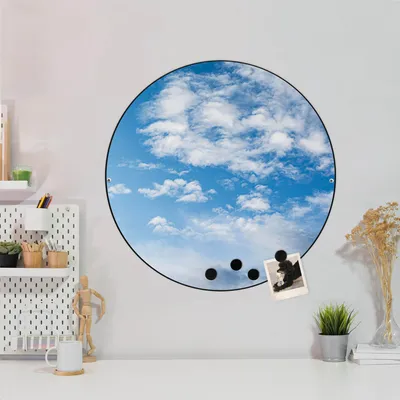 Produktbild von Design Stahlmagnettafel Schwarz Rund 47cm Wolken 1