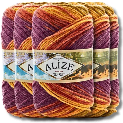 Produktbild von Alize 5x 100g Burcum Batik Wolle mit Farbverlauf, Häkeln, Stricken (8027)