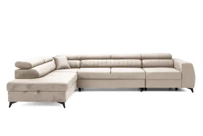 Produktbild von NEXT COLLECTION Ecksofa Piero maxi Beige , verstellbaren Kopfstützen, mit Schlaffunktion, Bettkasten Links,  Beige