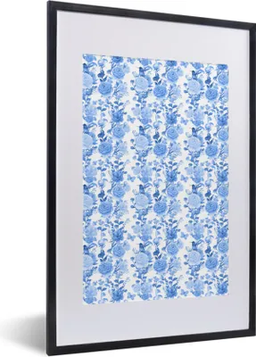 Produktbild von MuchoWow® MuchoWow® Gerahmtes Poster Blumen - Rosen - Blau 40x60 cm - Poster mit zchwarzem Bilderrahmen - Poster in Rahmen