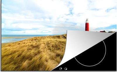 Produktbild von KitchenYeah© Herdabdeckplatte Strand - Leuchtturm - Düne , 81x52cm, Küche Deko, Glaskeramikkochfeld Herdabdeckung, Abdeckplatte fùr Kochfeld