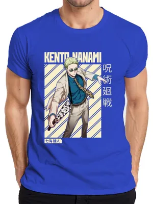 Obrázek produktu pro Pánské tričko Kento Nanami Jujutsu Kaisen Suit Glasses Tie Blade Manga, modrá, L