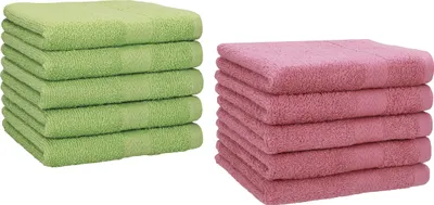 Produktbild von Betz 10 Stück Gästetücher 30x50 cm PREMIUM 100% Baumwolle Set  Farbe: apfelgrün und altrosa